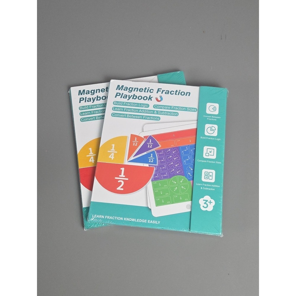 Set of 2 Magnetic Fraction Playbook ~ Montessori-inspired Hands On Logic Ages 3+